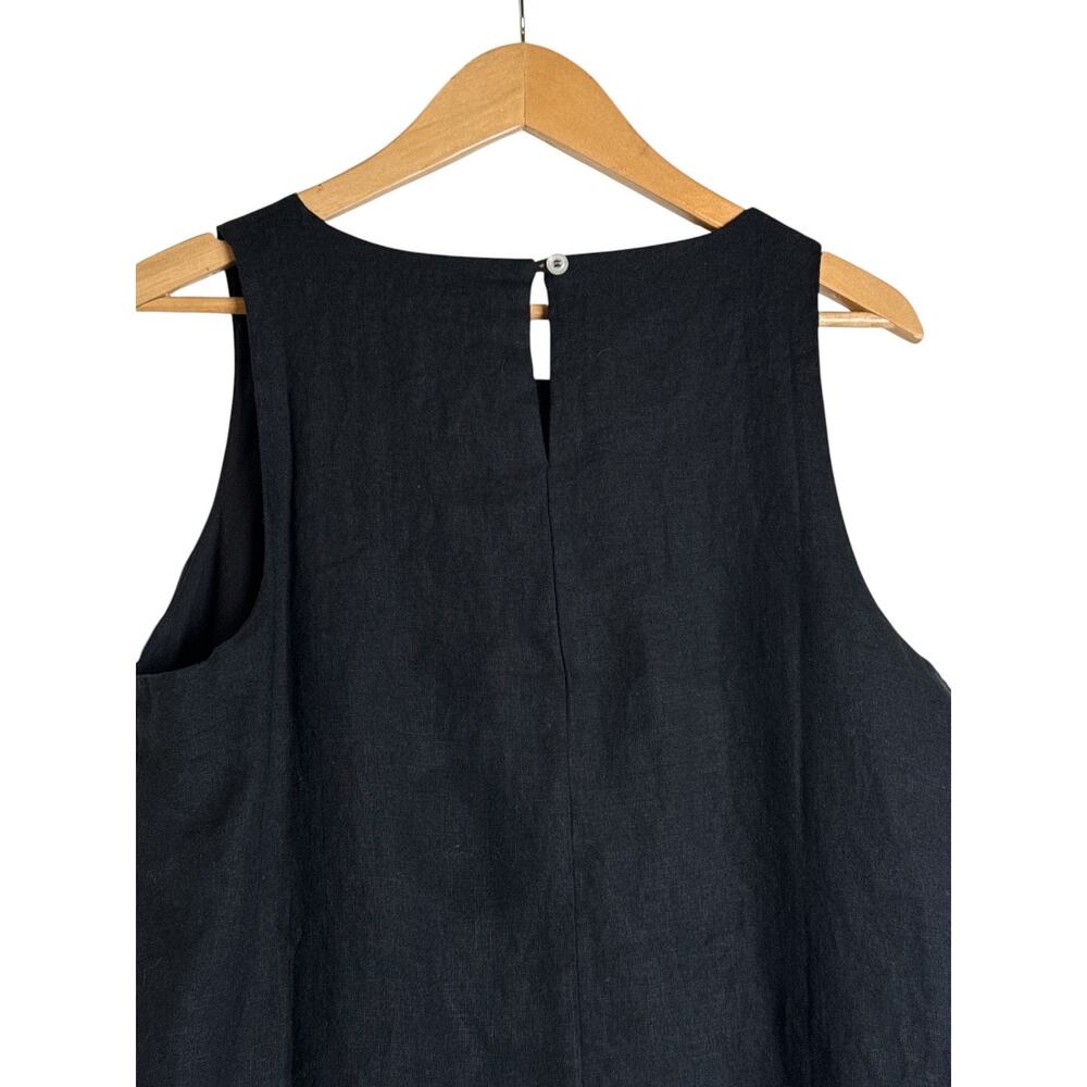 Quince 100% European Linen Tank Mini Dress Black L NWT Sleeveless - Picture 8 of 12